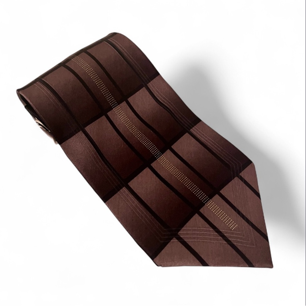 OTTIMO UOMO Brown, Black & Tan Checkered Men's Tie